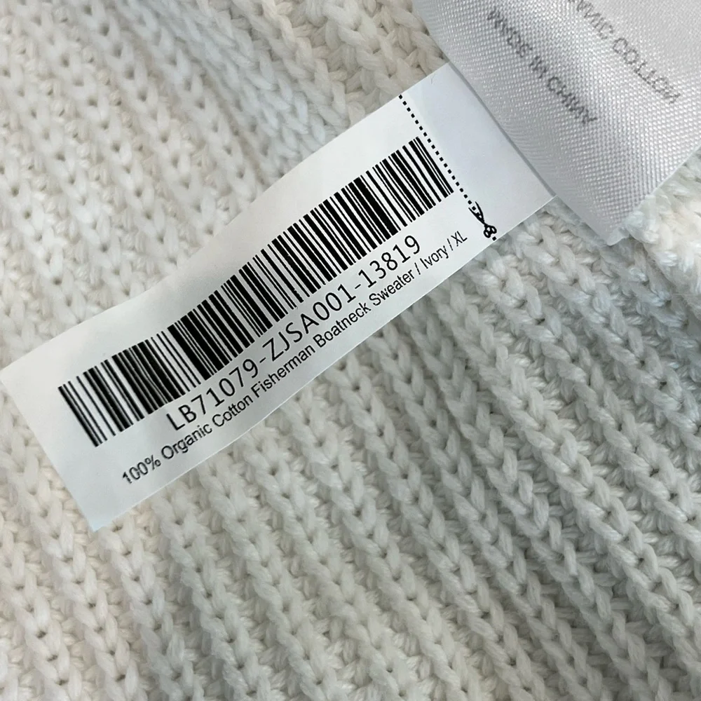 Quince 100% Organic Cotton Fisherman Boatneck Sweater Ivory XL - Picture 7 of 7